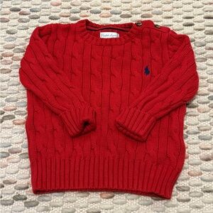 Ralph Lauren Red Cable Knit Sweater
